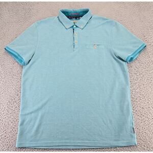 Ted Baker Shirt Mens 5 Large Green Polo Preppy Short Sleeve Pocket Golf